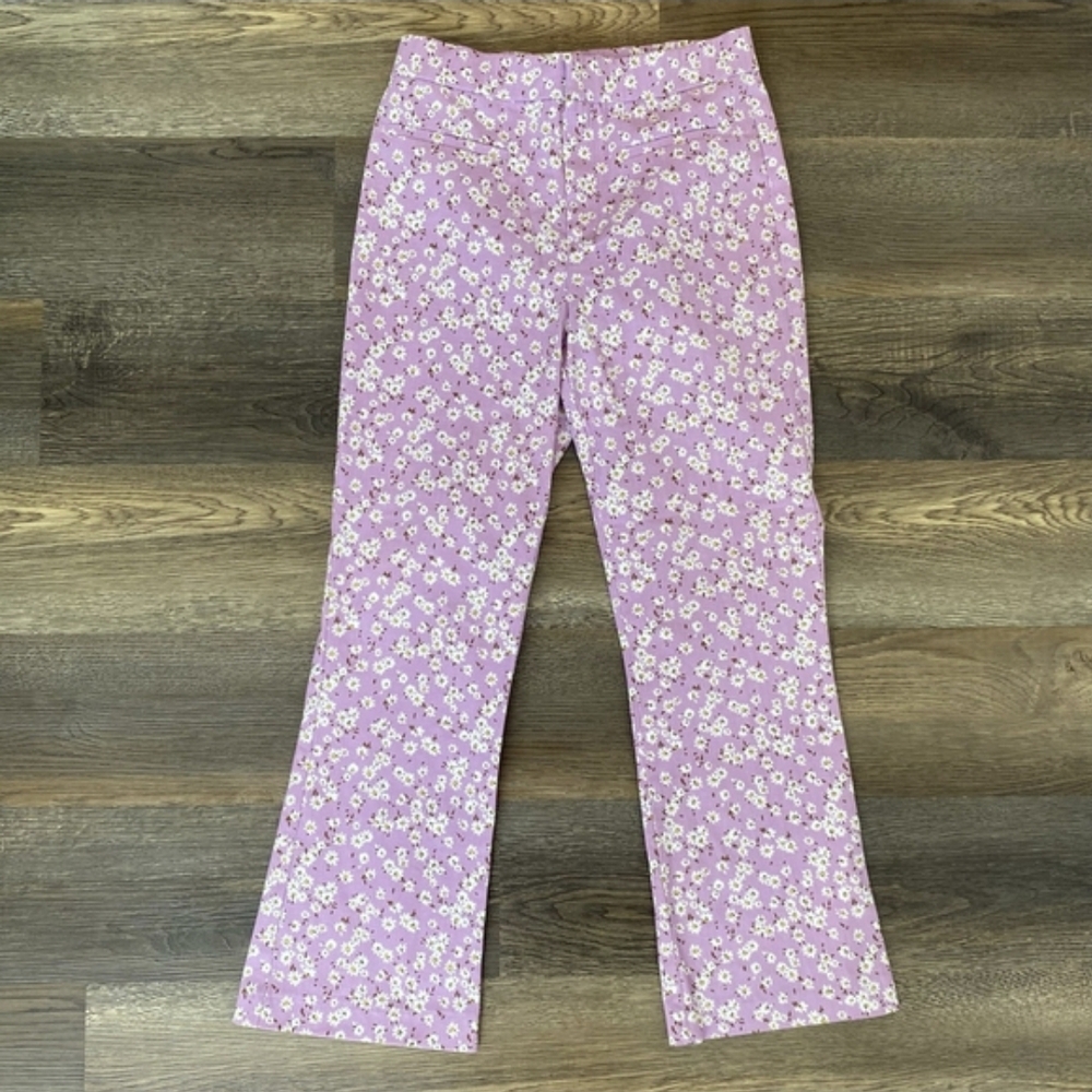 ​Zara Purple Floral Cropped Flare Pants - NWOT